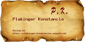 Plakinger Konstancia névjegykártya